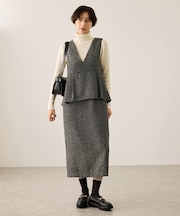 レイヤード風ペプラムジャンパースカート