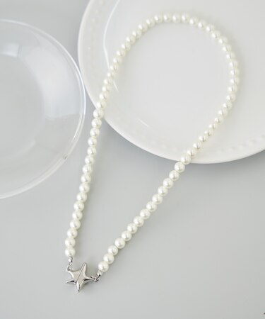 スターモチーフマグネットガラスパールネックレス