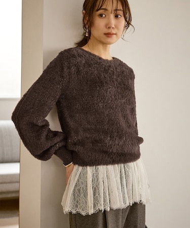 ショートフェザーニットプルオーバー