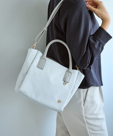 異素材コンビミドルトートバッグ/軽量・2WAY