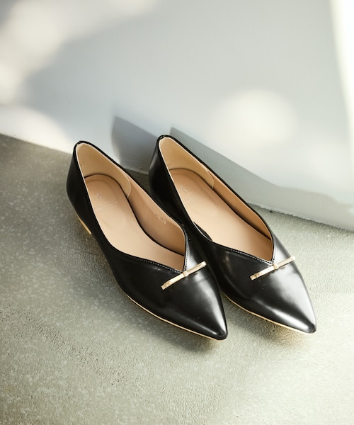メタルリボンVカットフラットパンプス｜ロペピクニックの通販｜&mall