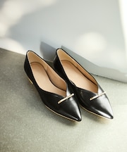 メタルリボンVカットフラットパンプス