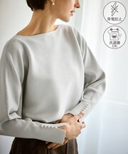 マシュマロ袖パールドルマンニット/イージーケア・リンクコーデ