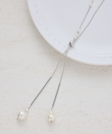 パールトップラリエットネックレス