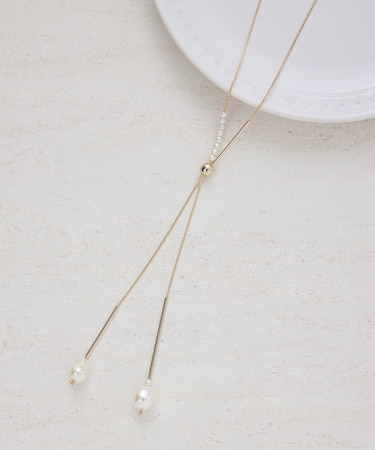 パールトップラリエットネックレス