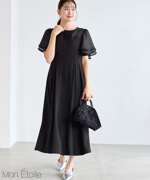 【Mon E’toile/モンエトワール】フレア袖ビスチェデザインワンピース
