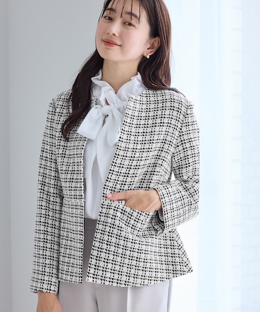 【WEB限定カラー】ツイードフレアジャケット/セレモニー対応・リンクコーデ