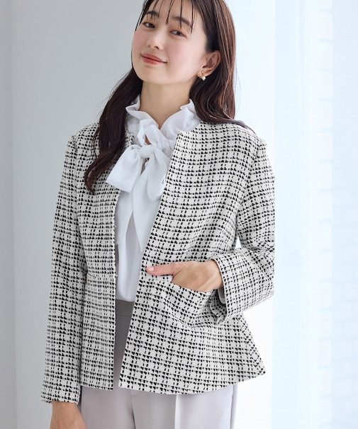 【WEB限定カラー】ツイードフレアジャケット/セレモニー対応・リンクコーデ