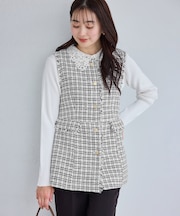 【WEB限定カラー】ツイード金ボタンジレベスト/セレモニー対応・リンクコーデ