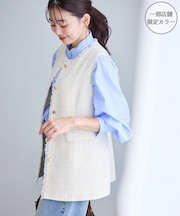 【WEB限定カラー】ツイード金ボタンジレベスト/セレモニー対応・リンクコーデ