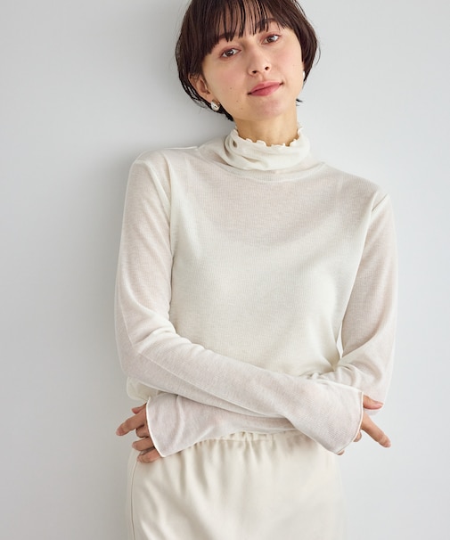 ラメシアーリブタートルトップス