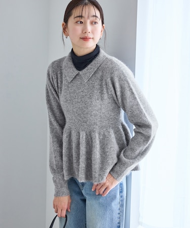 アンゴラ混ペプラムニット