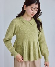 アンゴラ混ペプラムニット