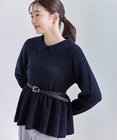 アンゴラ混ペプラムニット