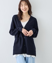 Vネックミドル丈フォルムカーディガン