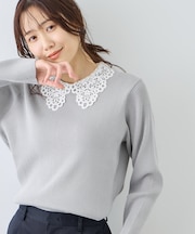 レースカラーニット