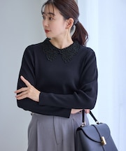 レースカラーニット