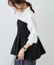 シャツドッキングペプラムニット