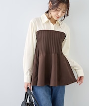 シャツドッキングペプラムニット