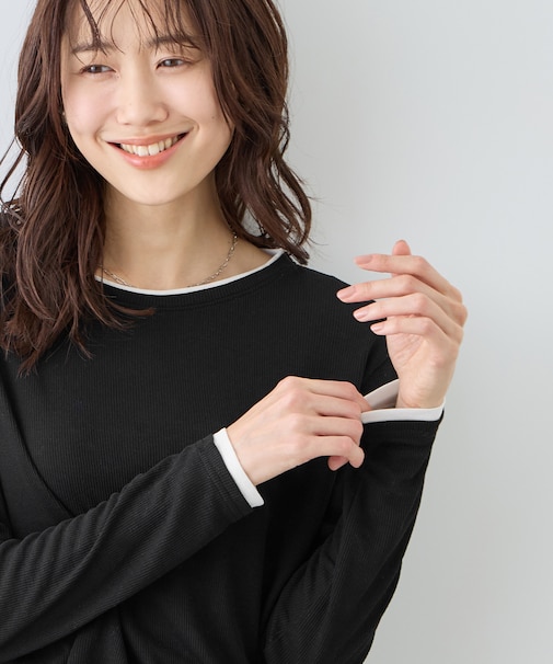 レイヤード風シアーロングスリーブTシャツ