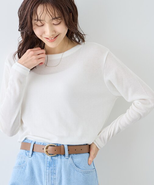 レイヤード風シアーロングスリーブTシャツ