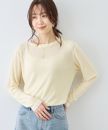 レイヤード風シアーロングスリーブTシャツ