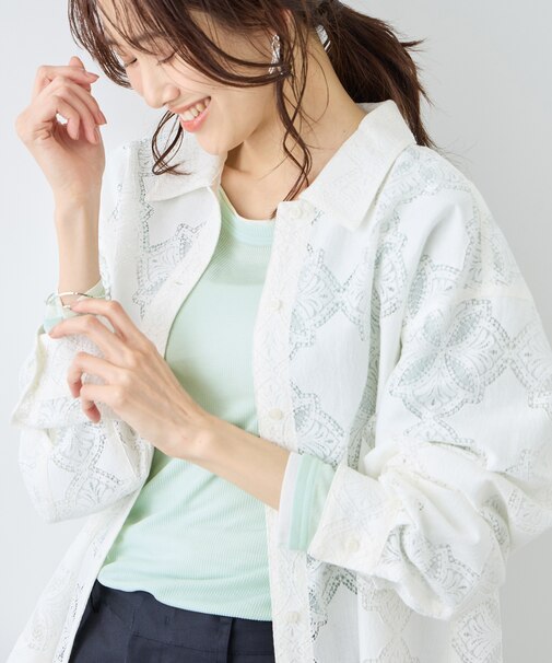 レイヤード風シアーロングスリーブTシャツ