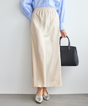 細見えバイアスサテンスカート/イージーケア