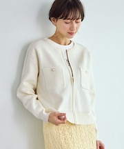 ミラノリブダブルジップニットカーディガン