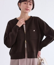 ミラノリブダブルジップニットカーディガン