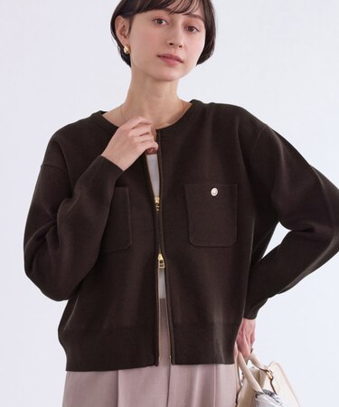 ミラノリブダブルジップニットカーディガン