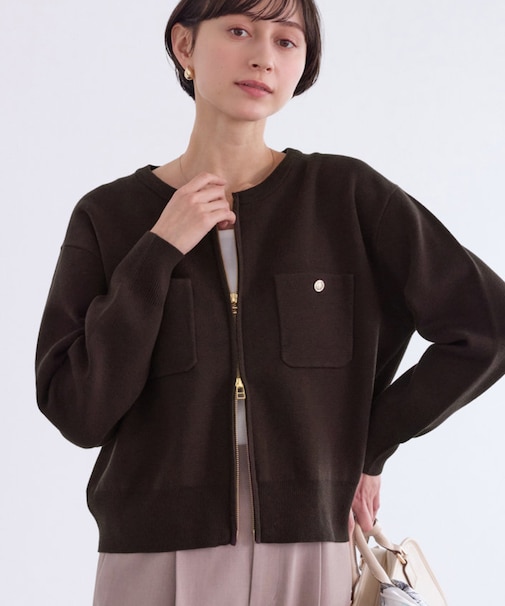 ミラノリブダブルジップニットカーディガン