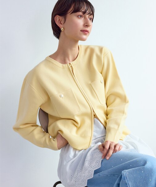 ミラノリブダブルジップニットカーディガン