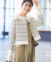 ミラノリブ金ボタンニットカーディガン