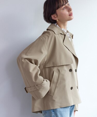 ショート丈トレンチコート/撥水・花粉ガード