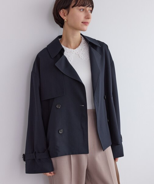 ショート丈トレンチコート/撥水・花粉ガード