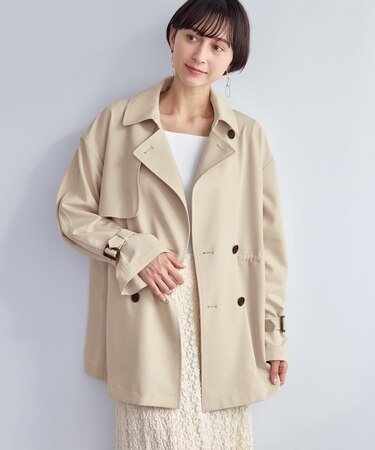 ミドル丈トレンチコート/撥水・花粉ガード