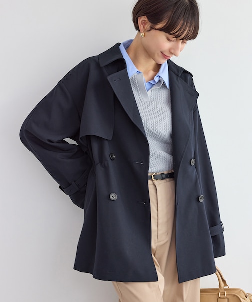 ミドル丈トレンチコート/撥水・花粉ガード
