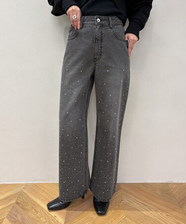 パールキラキラビジューデニム