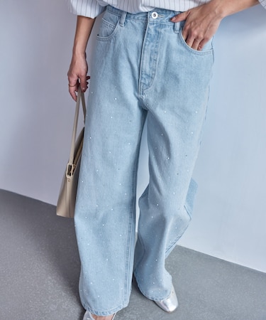 パールキラキラビジューデニム