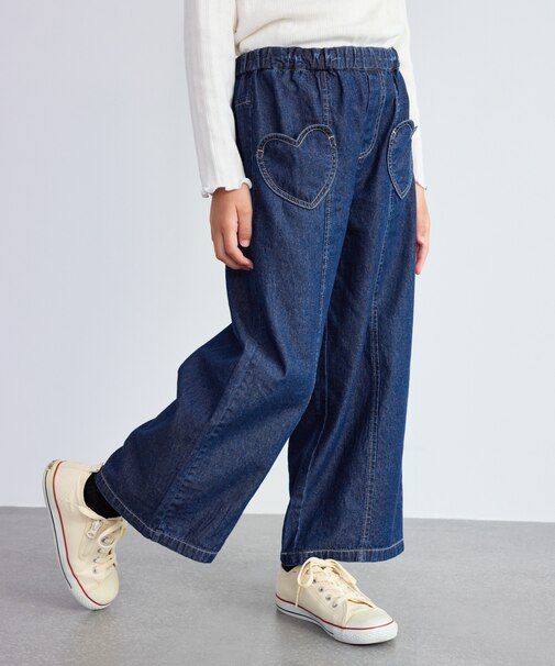 【KIDS/キッズ】ハートポケットストレートワイドデニムパンツ
