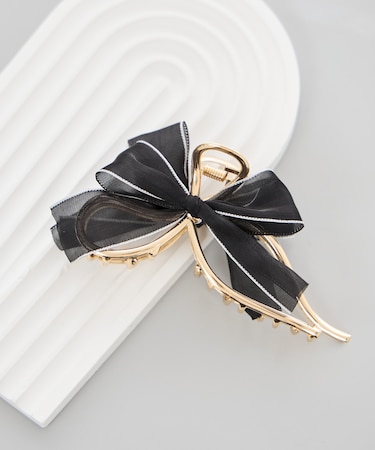 オーガンジーリボンメタルヘアバンス