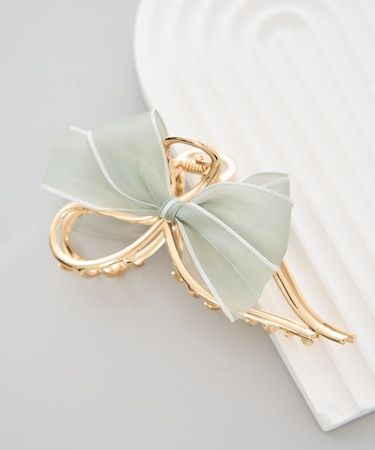 オーガンジーリボンメタルヘアバンス