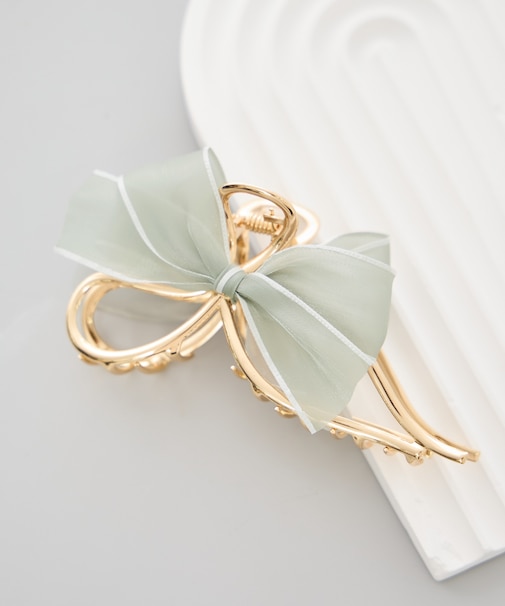 オーガンジーリボンメタルヘアバンス