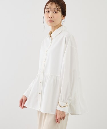 ペプラムシャツブラウス/UVカット・防シワ