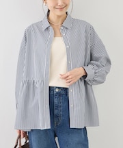 ペプラムシャツブラウス/UVカット・防シワ