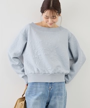 2WAYボートネック花柄ふくれジャガードプルオーバー