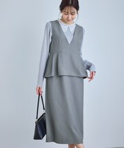 レイヤード風ペプラムジャンパースカート