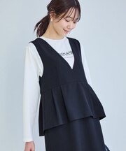 レイヤード風ペプラムジャンパースカート