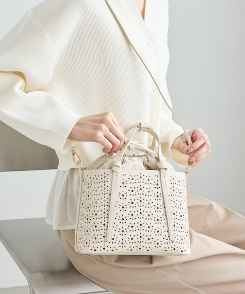 フルーレットパンチングレースミニショルダーバッグ/2WAY